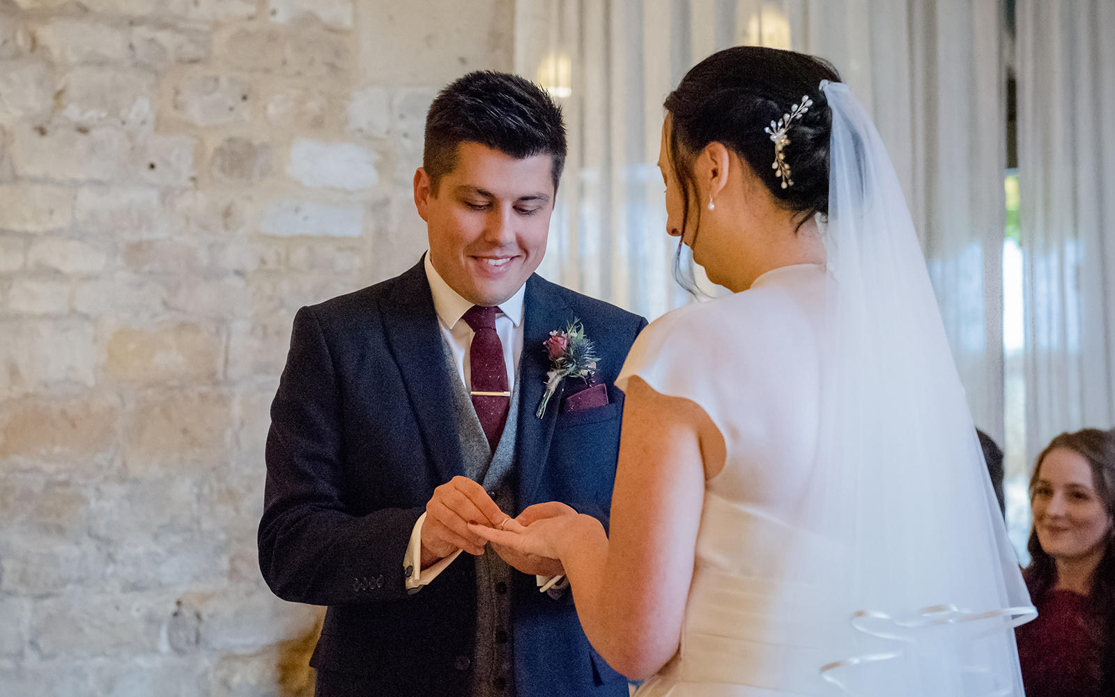 Capture Every Moment wedding photography duo from Cirencester reportage traditional photographers Lapstone Barn Chipping Campden Cotswolds venue Bride Groom exchange rings