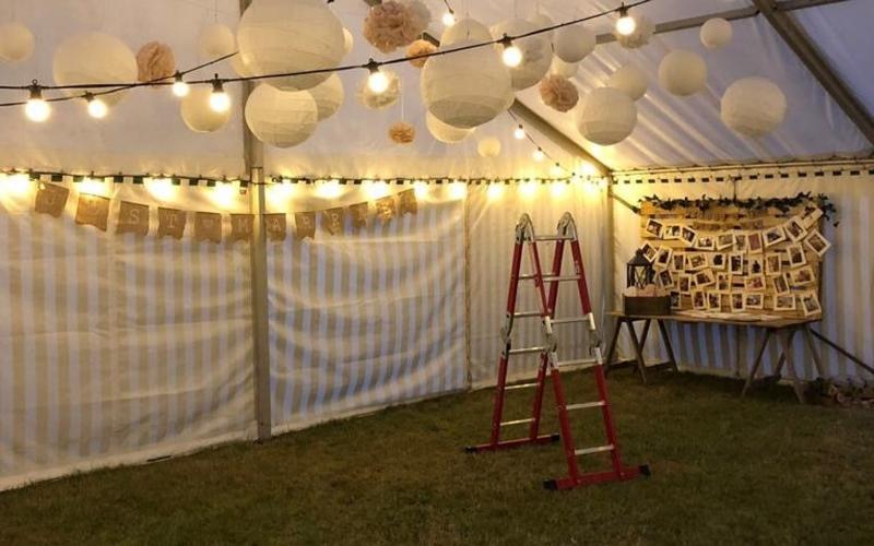 LED String Hire Whitewed approved wedding event sparkle festoon curtain fairy light hire based in Wiltshire deliver nationwide marquee ceiling
