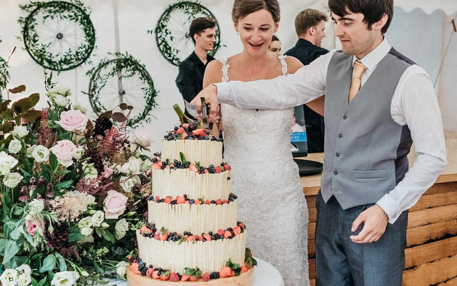 Corky and Prince Real Wedding Florist Gloucestershire Old Cotswold Mill House near Cirencester wedding cake