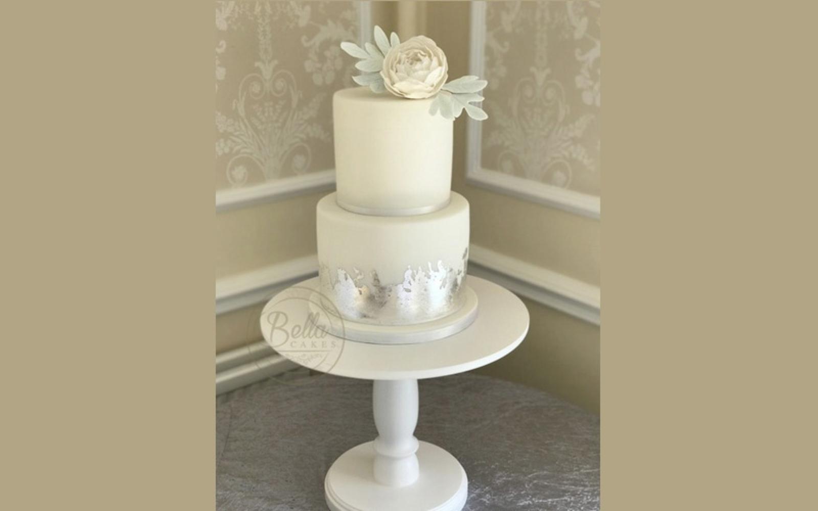 Bella Cakes Sharon Eastington Park Stonehouse two tier edible silver