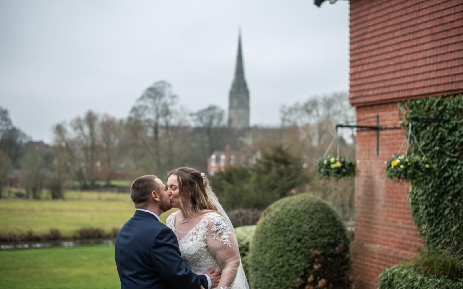 Real Wedding Whitewed Directory approved photographer Strike A Pose Photography Grasmere House Hotel Salisbury couple portrait kiss