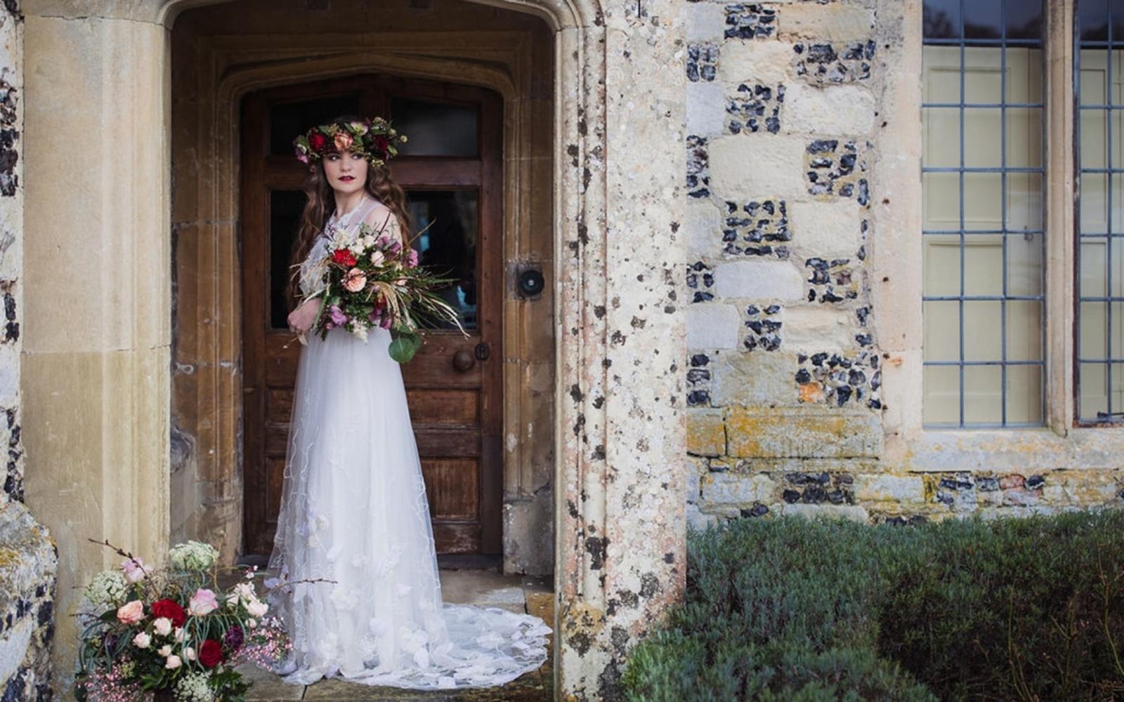 venue entrance boho bride