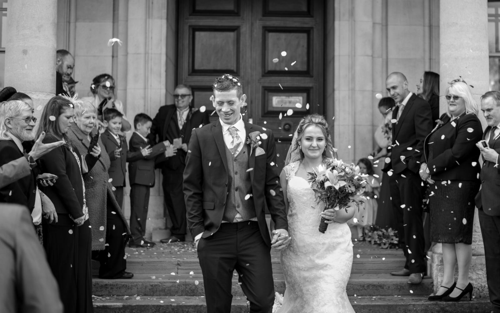 Strike A Pose Photography wedding photographer Westbury Wiltshire Limpley Stoke Hotel Bath confetti shot just married 
