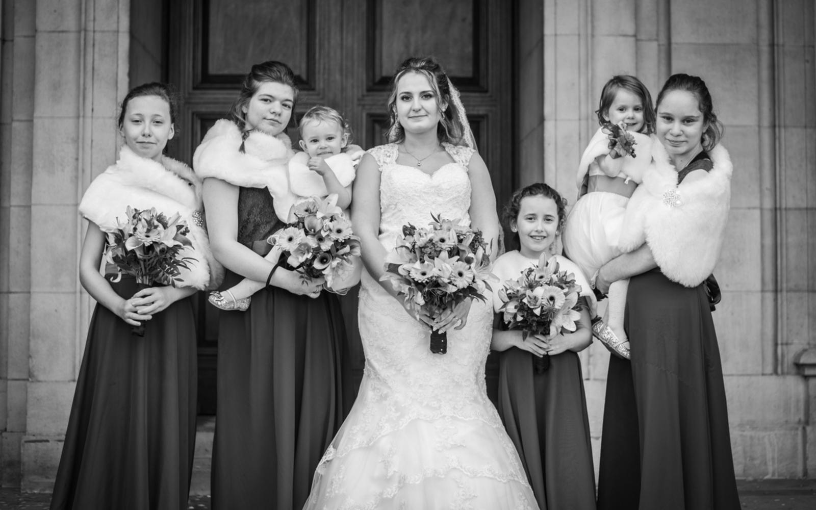 Strike A Pose Photography wedding photographer Westbury Wiltshire Limpley Stoke Hotel Bath bridal party fishtail wedding dress