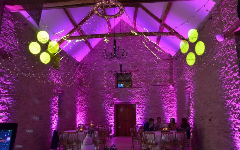 Disco Superstars Whitewed Directory approved bespoke professional full time mobile wedding DJ Swindon Wiltshire venue playlist online sound lighting uplighters  HD projected static animated monograms purple mood