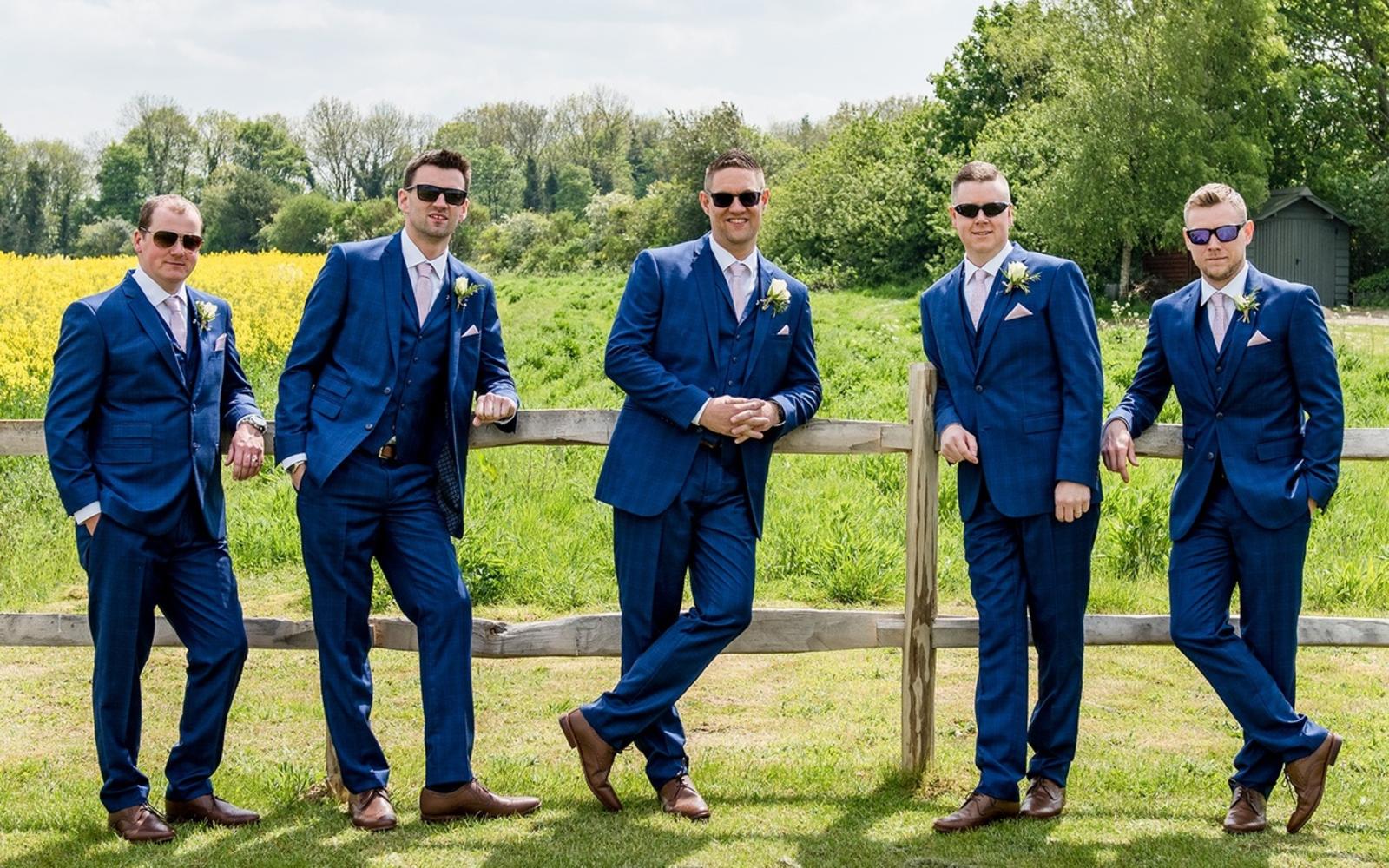 Capture Every Moment wedding photography duo from Cirencester reportage and traditional photographers Lapstone Barn Chipping Campden Cotswolds venue groomsmen navy tailored suits