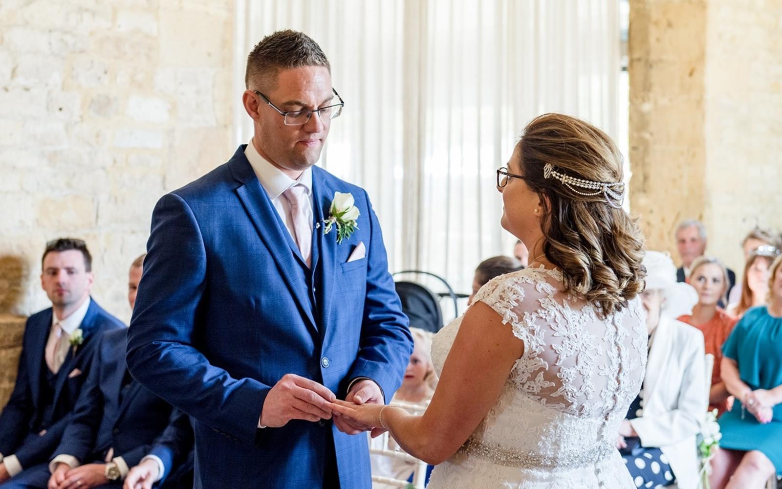 Capture Every Moment wedding photography duo from Cirencester reportage and traditional photographers Lapstone Barn Chipping Campden Cotswolds venue ceremony lace bridal gown 