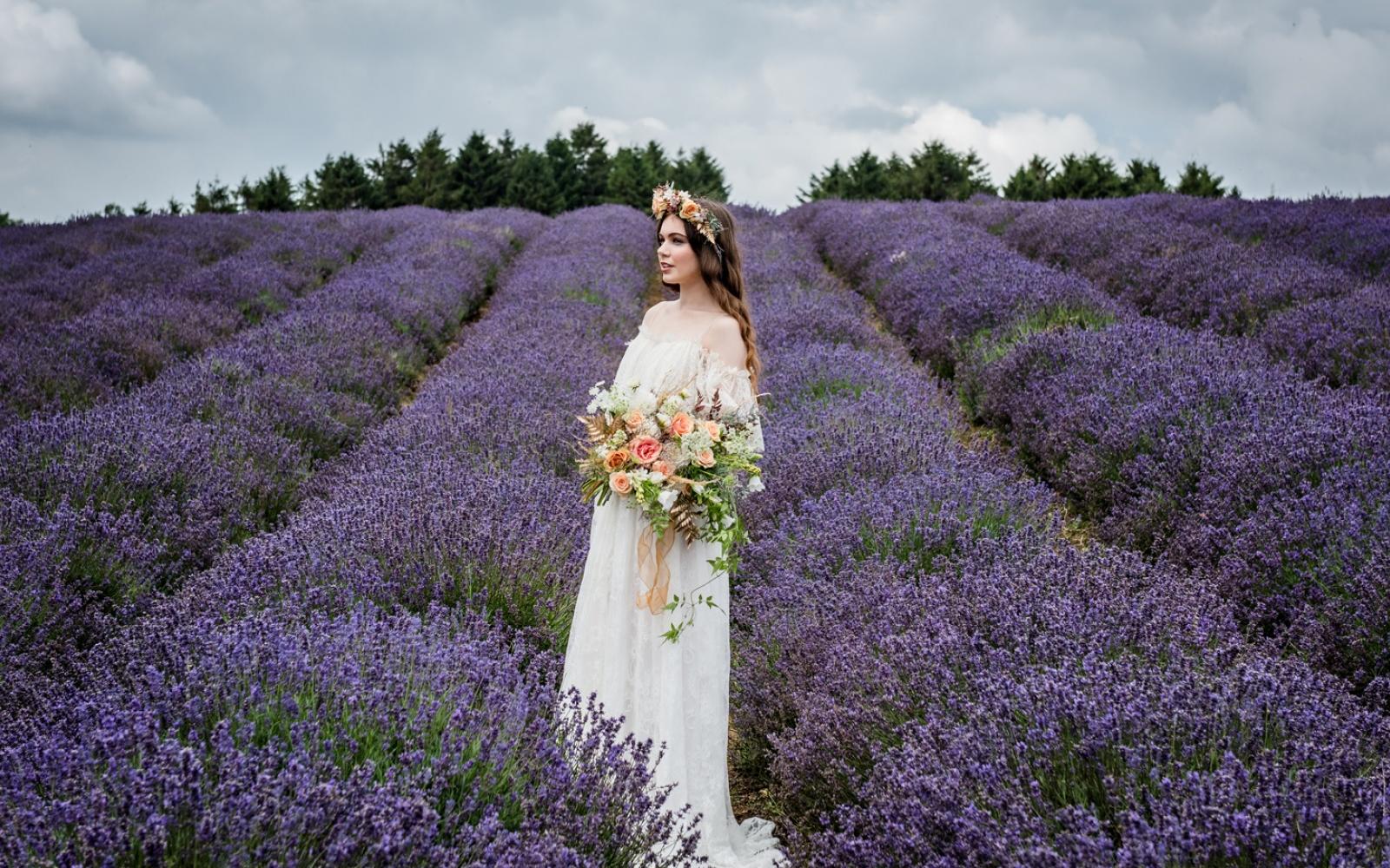 Styled Shoot ideas inspiration Capture Every Moment Make Up by Carissa Wendy House Flowers Willoughby Wolf lavender fields Snowshill boho style