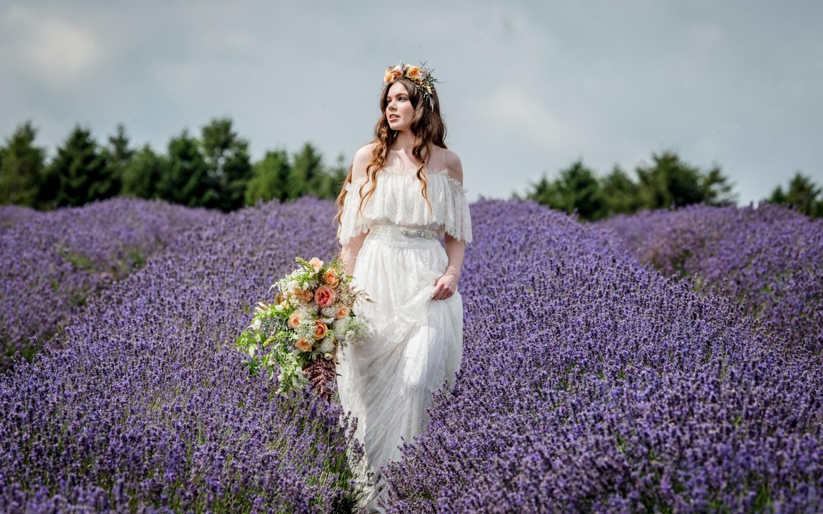 Styled Shoot ideas inspiration Capture Every Moment Make Up by Carissa Wendy House Flowers Willoughby Wolf lavender fields Snowshill