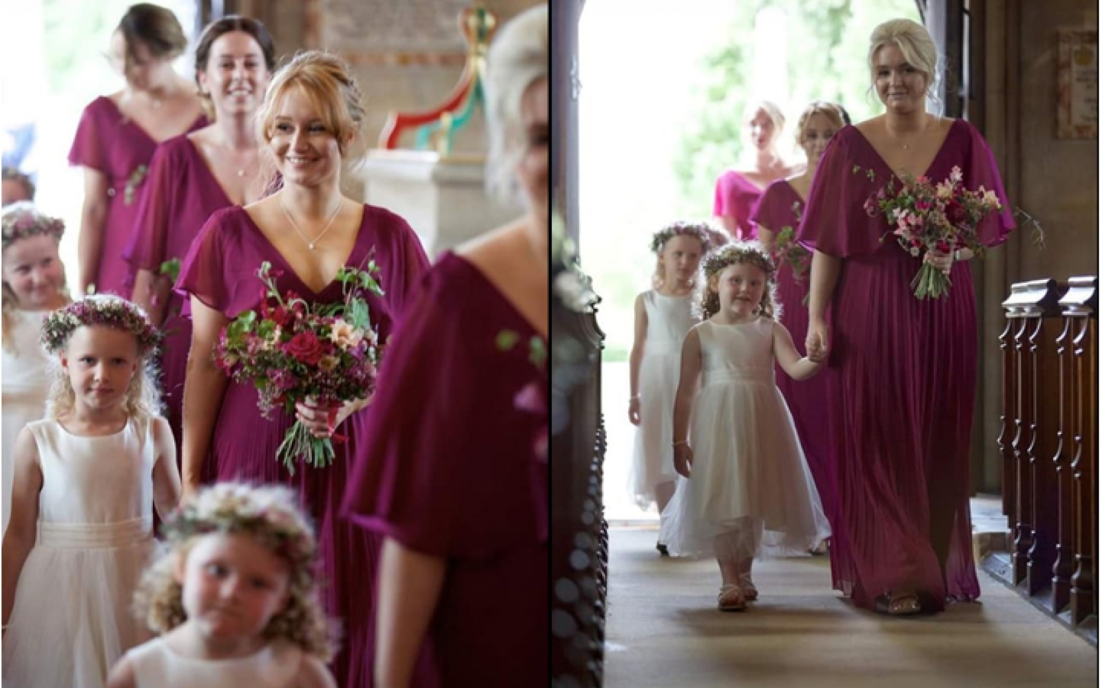 Hibiscus and Hodge Devizes Wiltshire florist Real Wedding marquee Seend Cleeve walking down the aisle bridesmaids and flower girls
