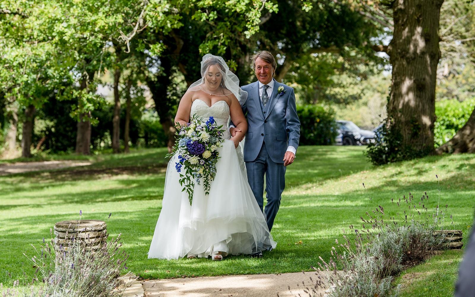 Capture Every Moment Real Wedding Cirencester photography Eastington Park Stonehouse father of the bride walking to the ceremony