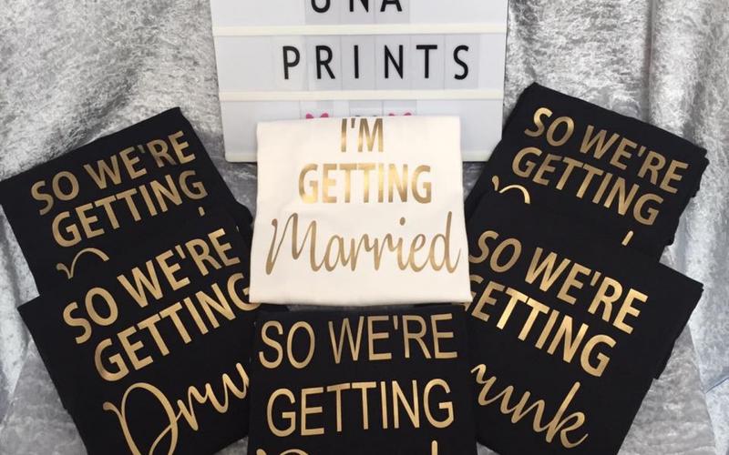 UNA Prints Whitewed Directory approved studio bespoke personalised wedding gifts accessories theme colour scheme Swindon Wiltshire nationwide delivery personalised hen stag party tshirts