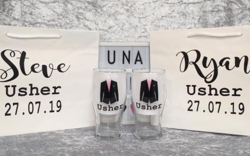 UNA Prints Whitewed Directory approved studio bespoke personalised wedding gifts accessories theme colour scheme Swindon Wiltshire nationwide delivery usher groomsmen gifts