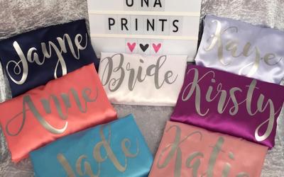UNA Prints Whitewed Directory approved studio bespoke personalised wedding gifts accessories theme colour scheme Swindon Wiltshire nationwide delivery personalised robes