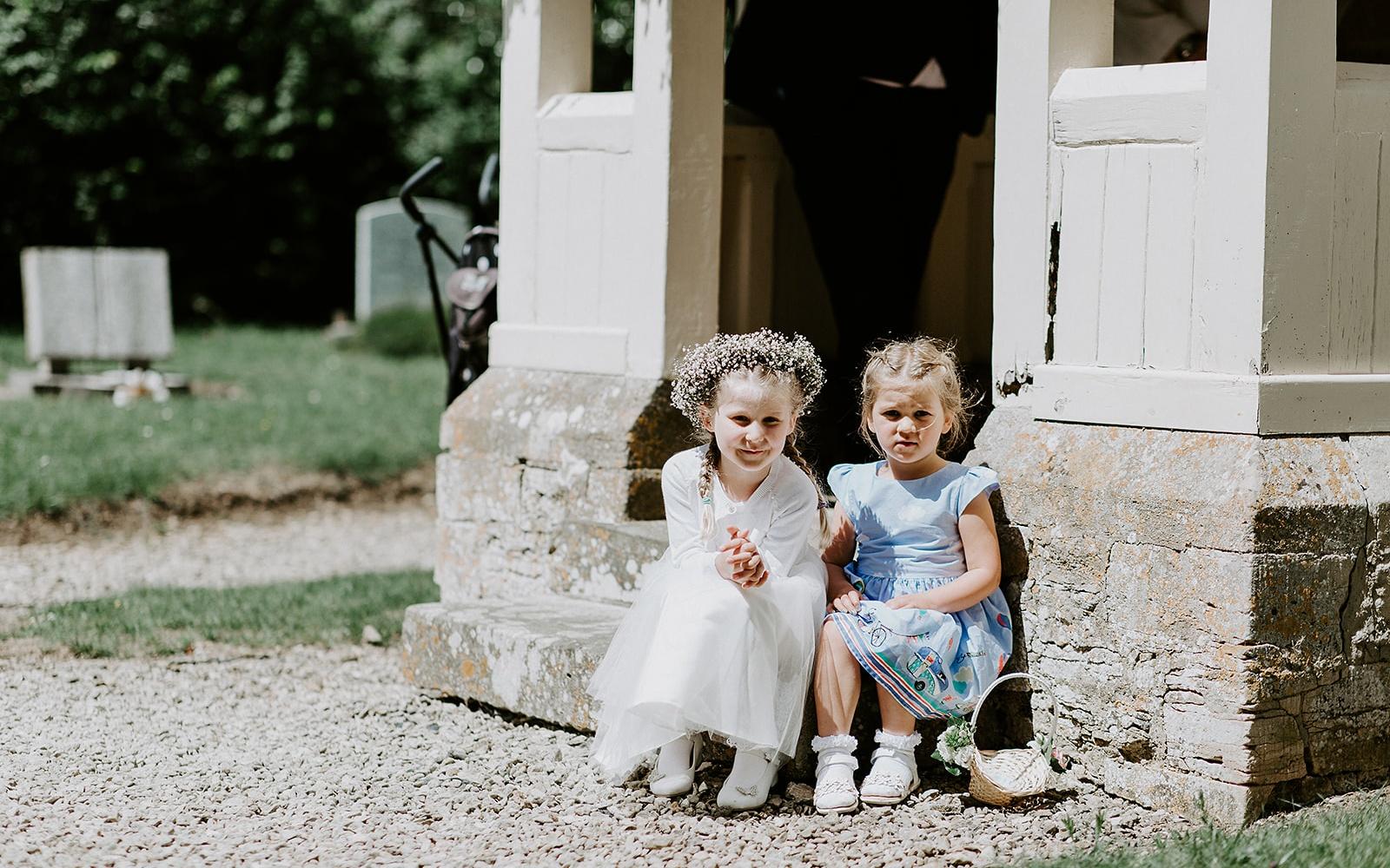 Real wedding Corky and Prince flowers florist stylist Gloucestershire Jenner's Barn Fairford Barn reception flower girls floral crown