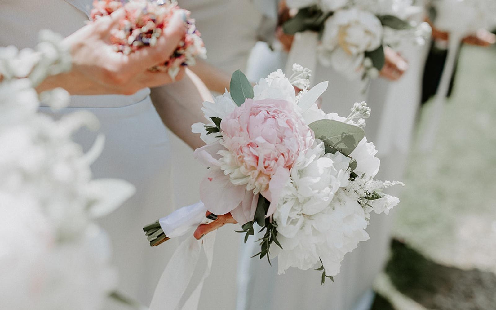 Real wedding Corky and Prince flowers florist stylist Gloucestershire Jenner's Barn Fairford Barn reception bridesmaid floral bouquets