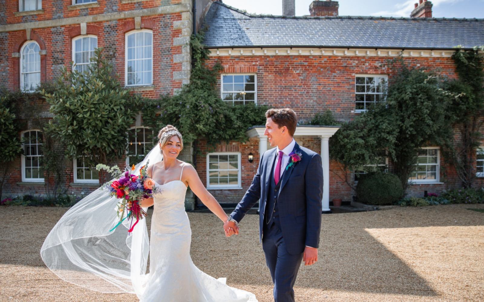 Real Wedding inspiration Hibiscus & Hodge Flowers Devizes florist contemporary colourful jewel Summer Syrencot Wiltshire bridal bouquet bright inspiration