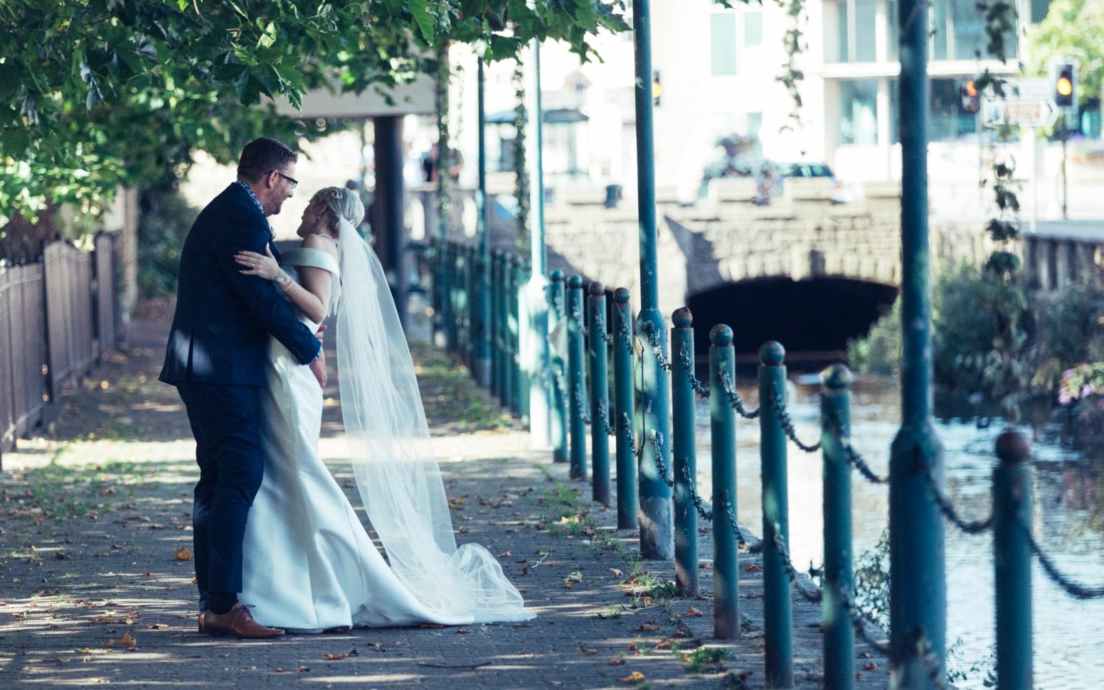 Marden House Calne Real Summer Wedding Vintage Tattoo Photography by Sally-Anne canal portrait shot