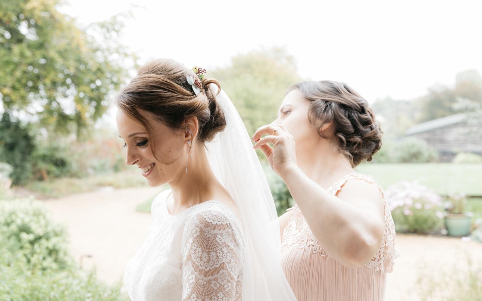 Photography by Sally-Anne Real Wedding Hill House Three Daggers Edginton Westbury bride bridesmaid portrait