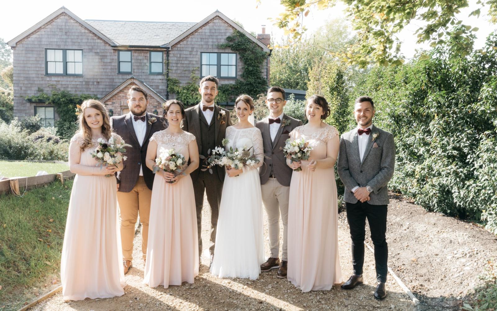 Photography by Sally-Anne Real Wedding Hill House Three Daggers Edginton Westbury bridal party portrait