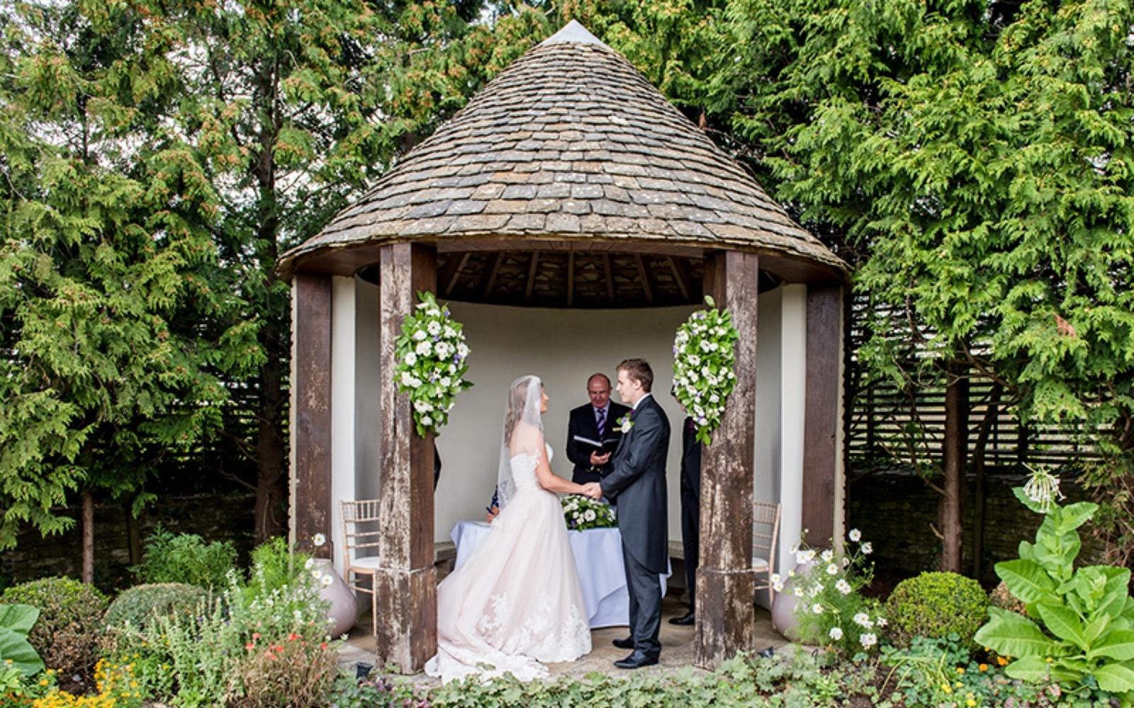 Real Wedding from Whitewed Directory approved wedding photographer duo of Cirencester Capture Every Moment intimate outdoor wedding ceremony Whatley Manor