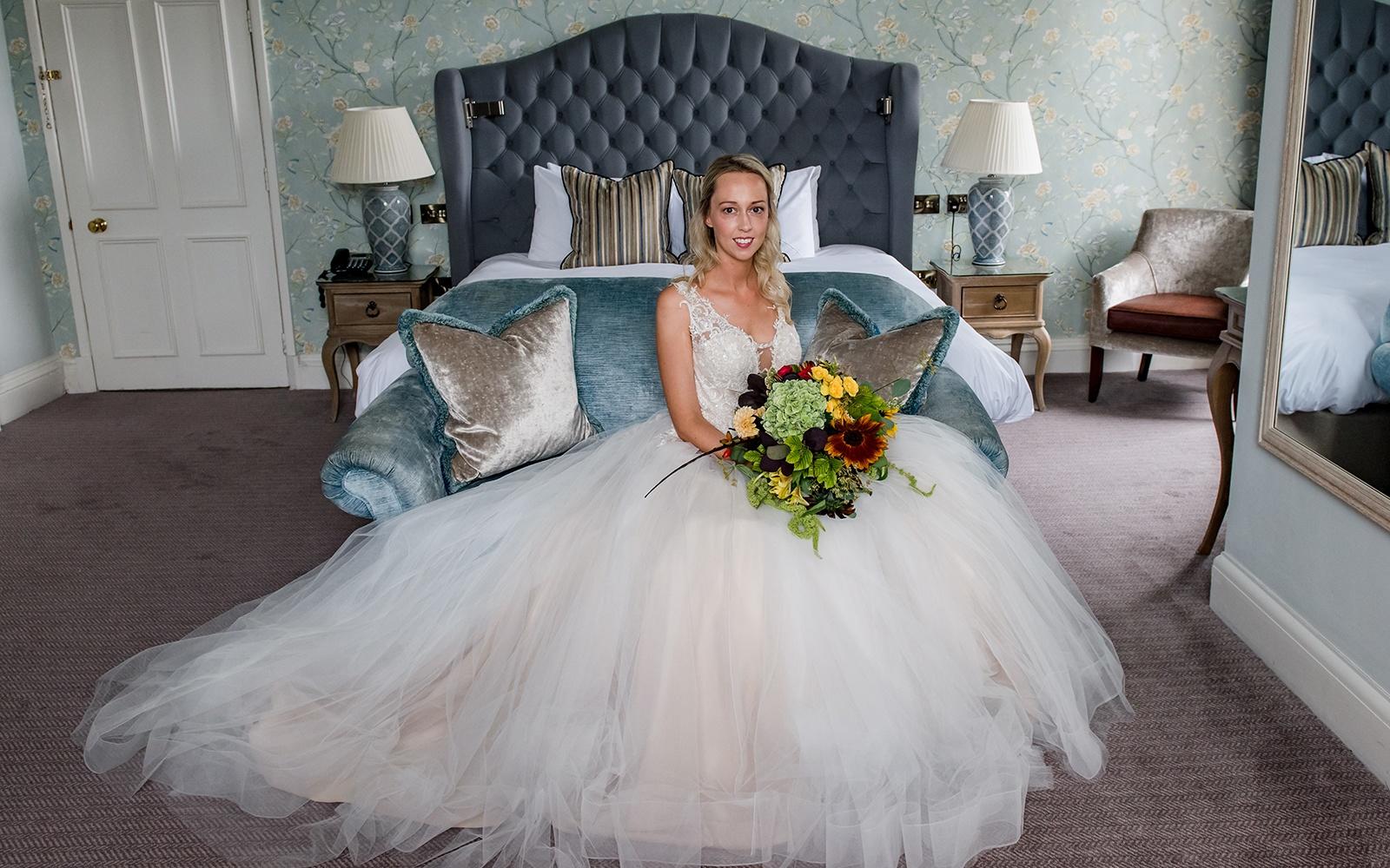 Make Up By Carissa makeup artist Cirencester Gloucestershire cruelty free make-up styled shoot Stratton House Cotswold refurbished bedrooms large ball gown wedding dress