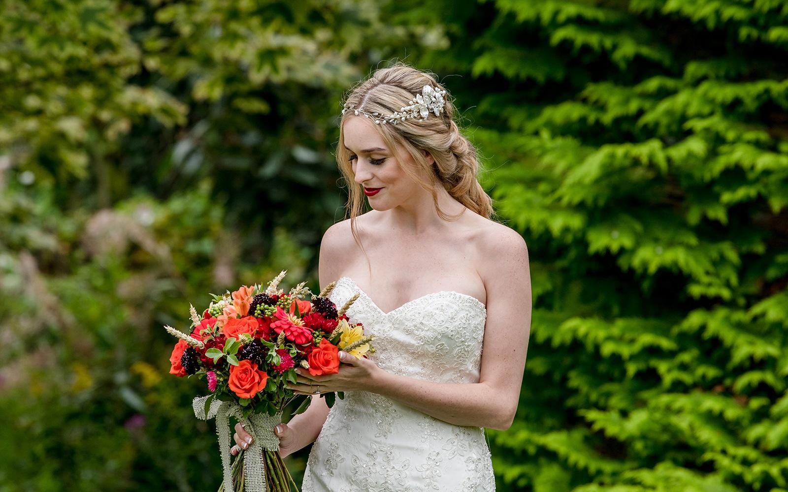 Make Up By Carissa makeup artist Cirencester Gloucestershire cruelty free make-up styled shoot Stratton House Cotswold orange roses bridal bouquet