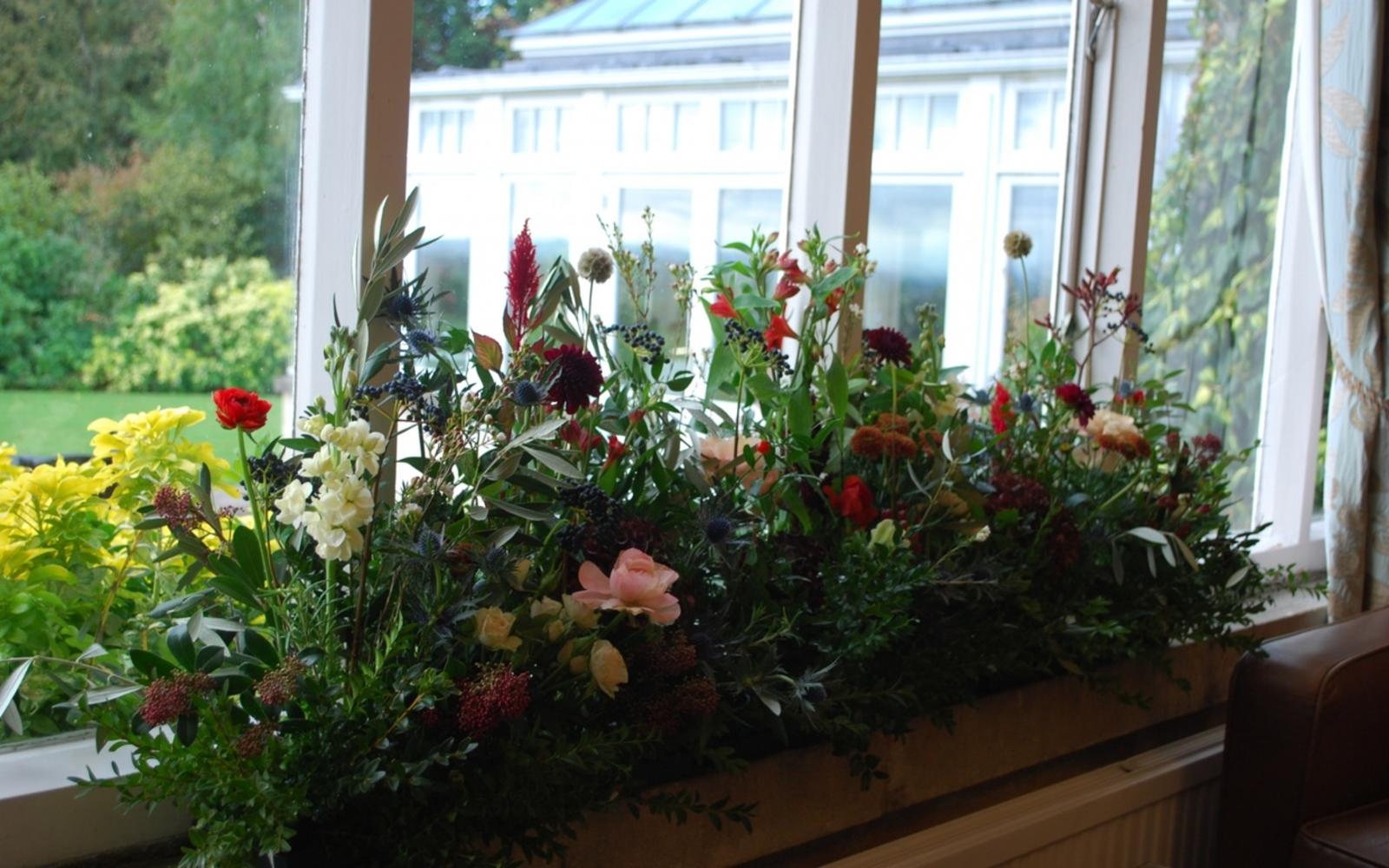 Hibiscus & Hodge Flowers real wedding florist Wiltshire Leigh Park Hotel Bradford-on-Avon window box