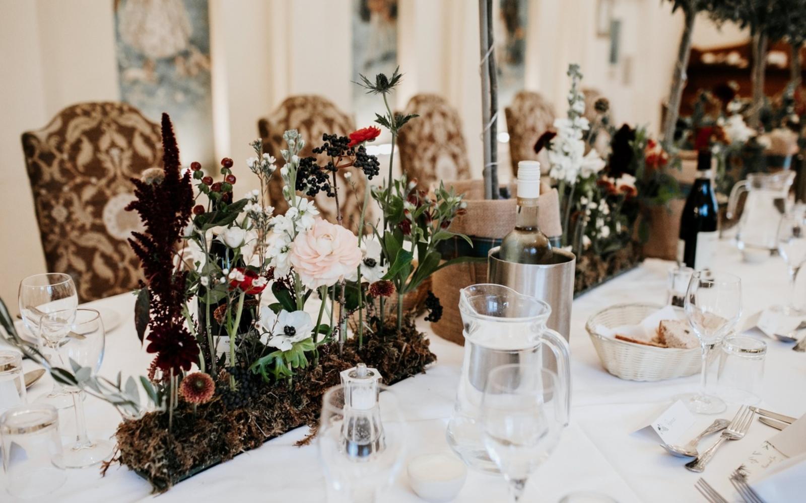 Hibiscus & Hodge Flowers real wedding florist Wiltshire Leigh Park Hotel Bradford-on-Avon top table