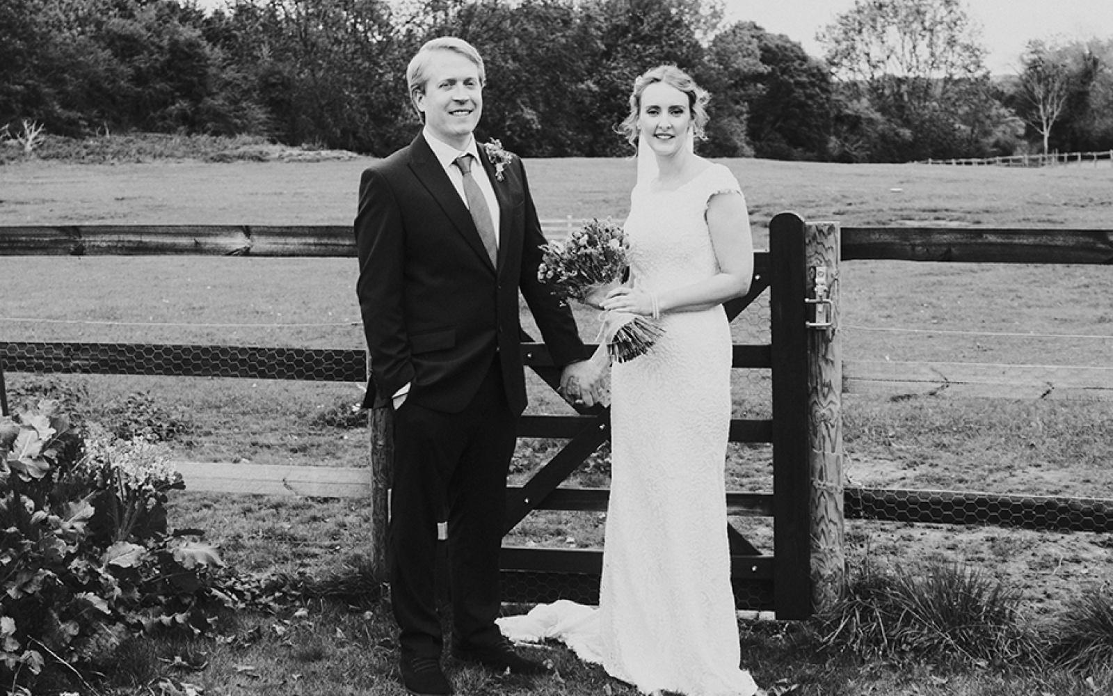 Real Wedding Bella Cakes by Sharon Wedding Cake Designer Swindon Wiltshire Bix Manor Henley-on-Thames Oxfordshire black white image farmland