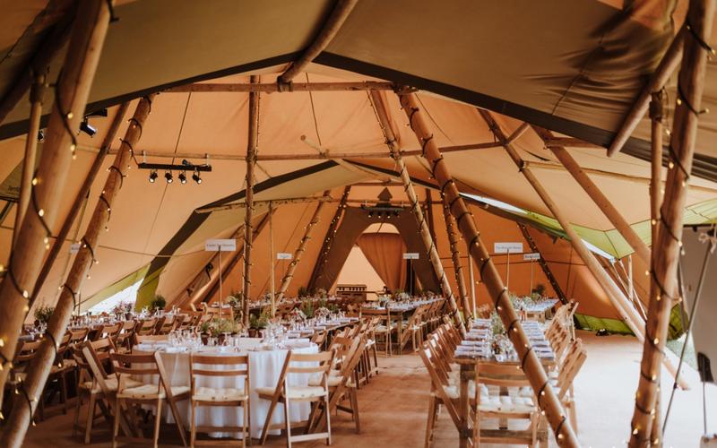 Buffalo Tipi Whitewed vetted Nordic Scandinavian tipi tepee hire wedding party event Corsham Bath Wiltshire dining