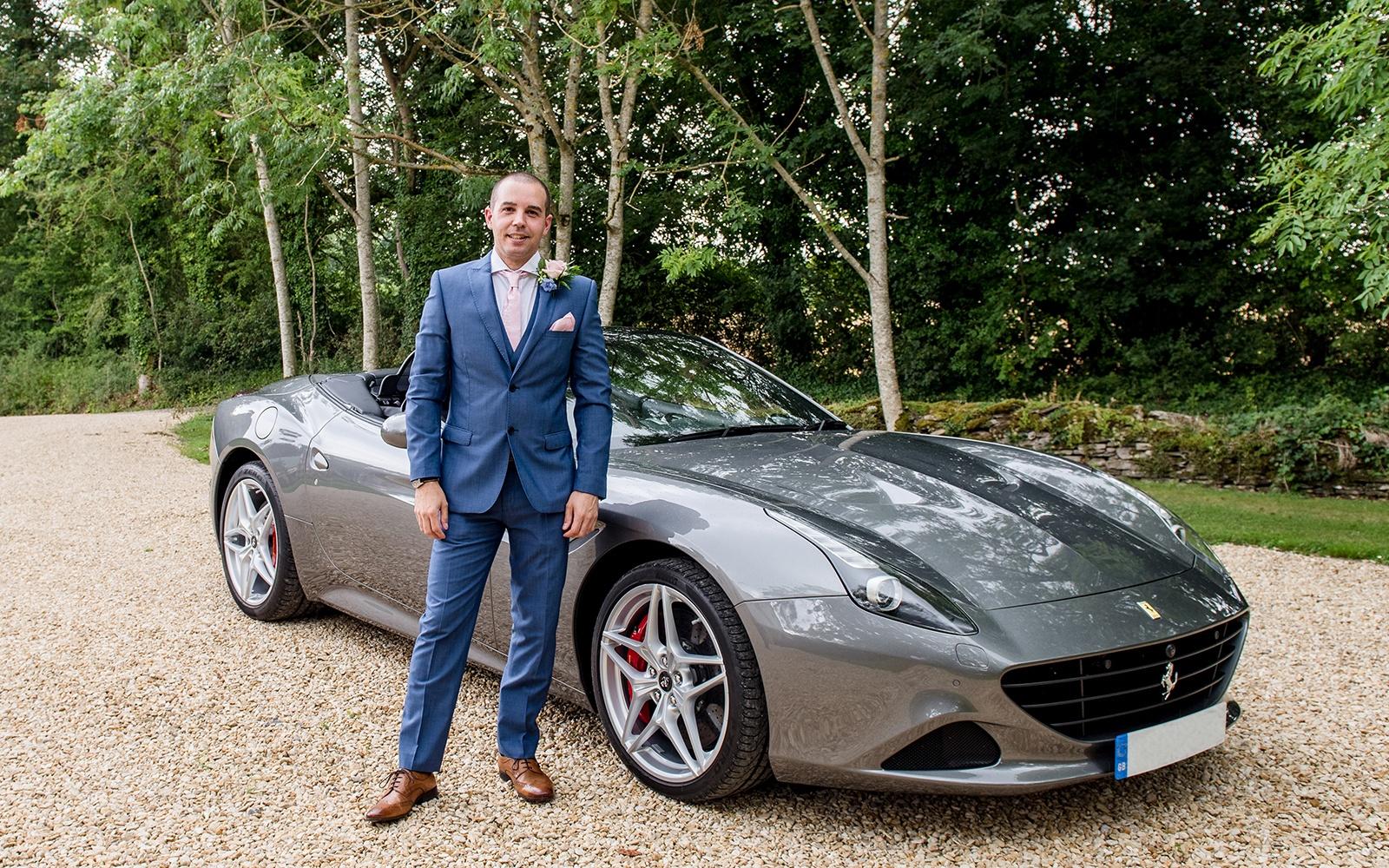 Capture Every Moment Cirencester based photography duo photographers Bittenham Springs wedding venue grooms car ferrari transport