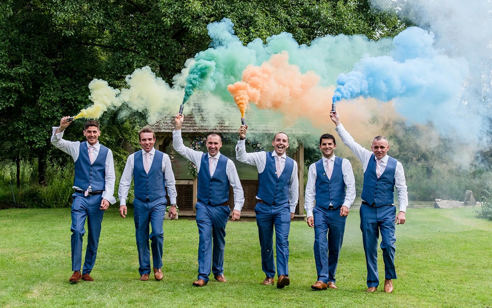 Capture Every Moment Cirencester based photography duo photographers Bittenham Springs wedding venue colour smoke bombs