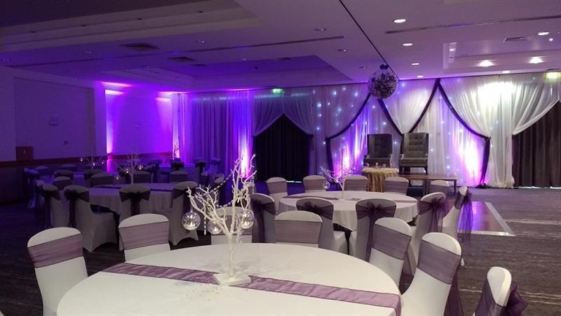 DoubleTree by Hilton Swindon | Contemporary Chic 4* Hotel Reception Ceremony Wedding Venue Whitewed Directory Approved Swindon Wiltshire Evening Starlit Backdrop Chair Covers
