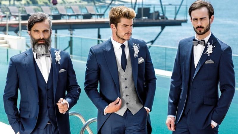 Whitewed Directory from the professionals blog Groomswear trends Tuxedo Junction Gloucester Cirencester Garry Andrew Suit Hire Swindon navy morning suit grey waistcoat 