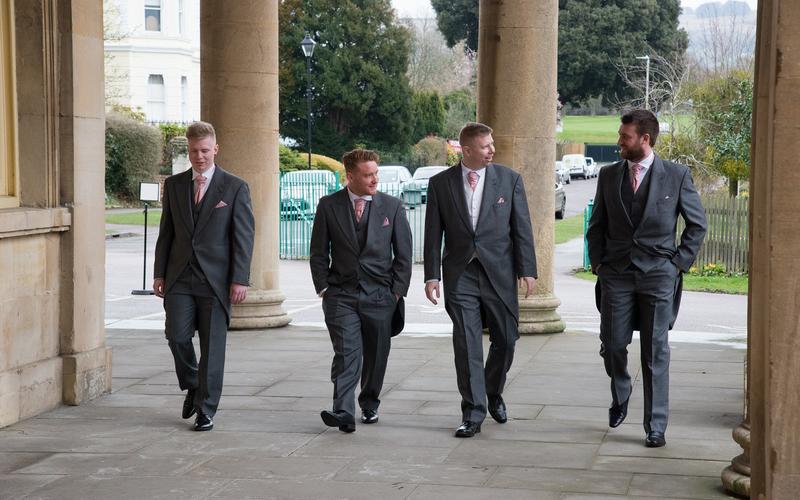 Garry Andrew Suit Hire Formal Menswear Whitewed Directory Approved Swindon Wiltshire Grey and Pink groomswear