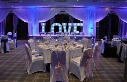 Village Hotel Swindon Whitewed Directory approved modern contemporary wedding ceremony reception venue 200 guests bedrooms spa pub restaurant Wiltshire LOVE letters intimate draping