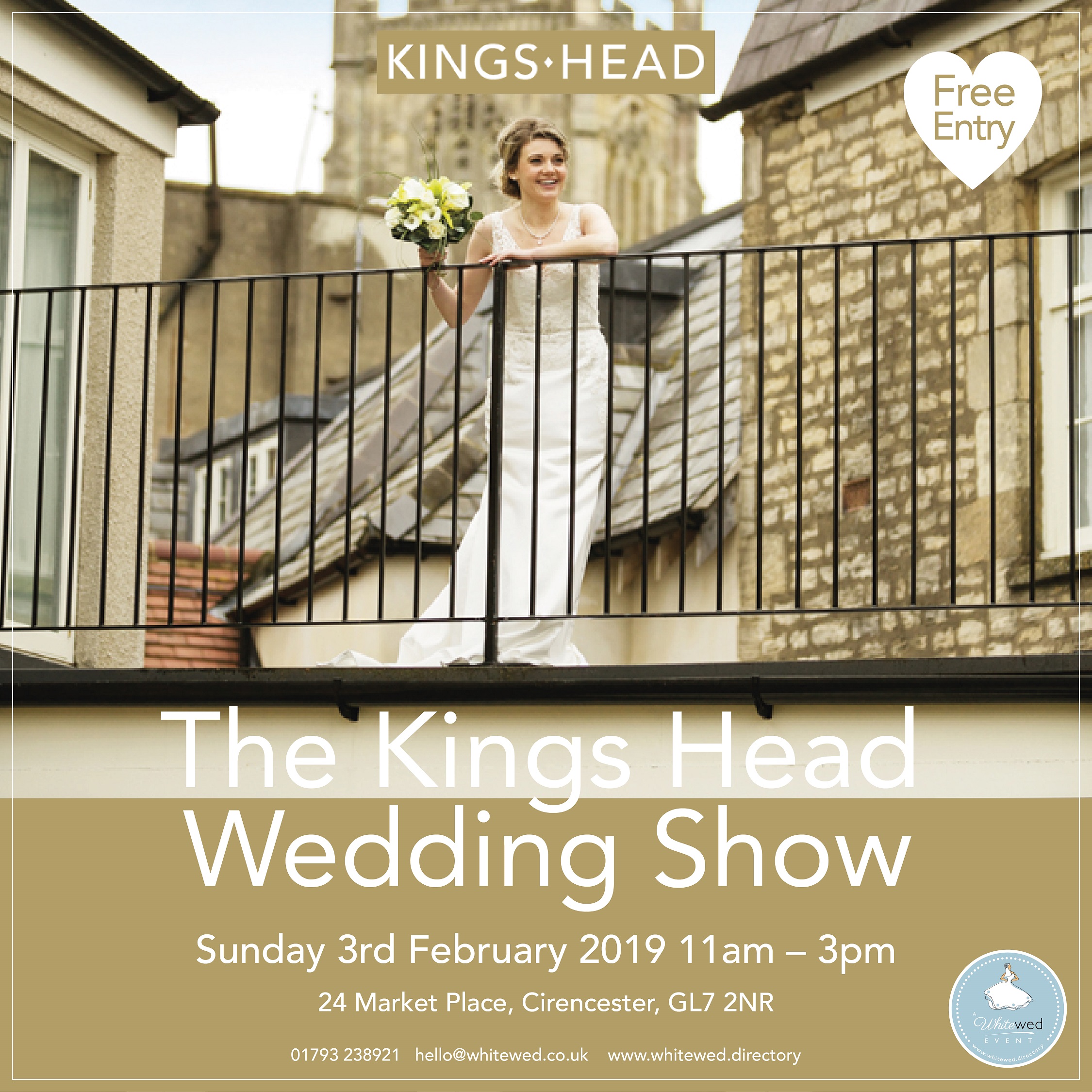 The Kings Head Cirencester Cotswold Wedding Show February 2019 bride on balcony 