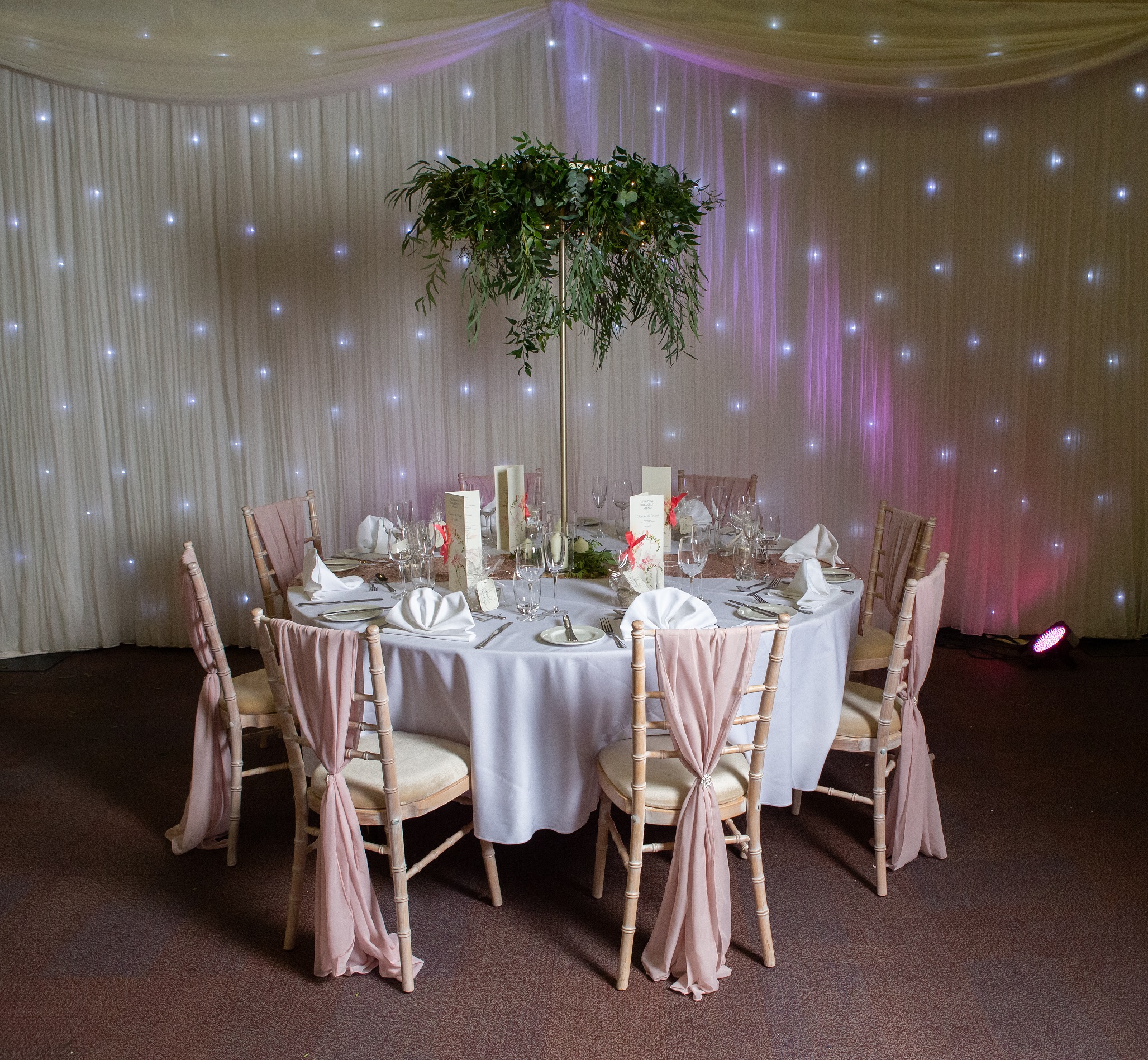 From the professionals blog on What's new to the wedding market in 2019 florist The Floral Studio and Photographer Copper and Blossom Wiltshire Chandelier All Green floral Arrangement