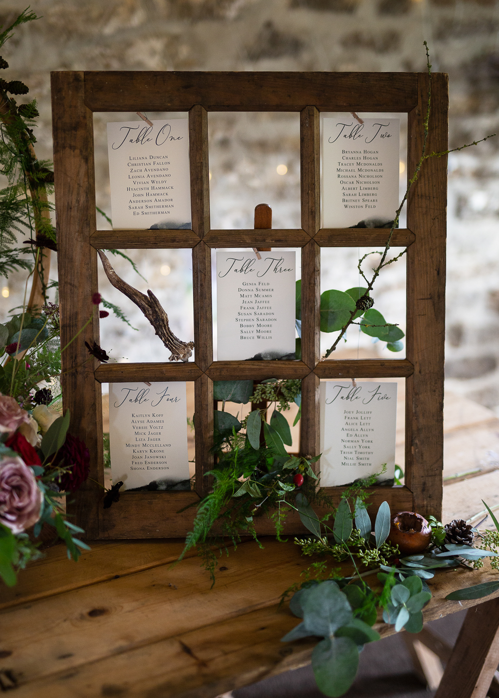 Whitewed Directory from the professionals blog on the seating plan stationery designers rustic wooden hanging frame