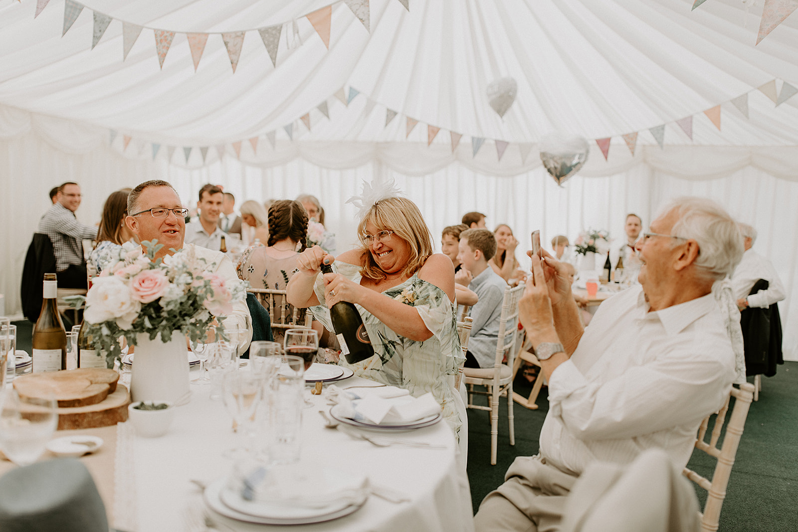 From the professionals blog on Eco-friendly weddings catering and florist Vaughan's Kitchen and Corky and Prince Swindon Wiltshire outdoor wedding floral table decorations 